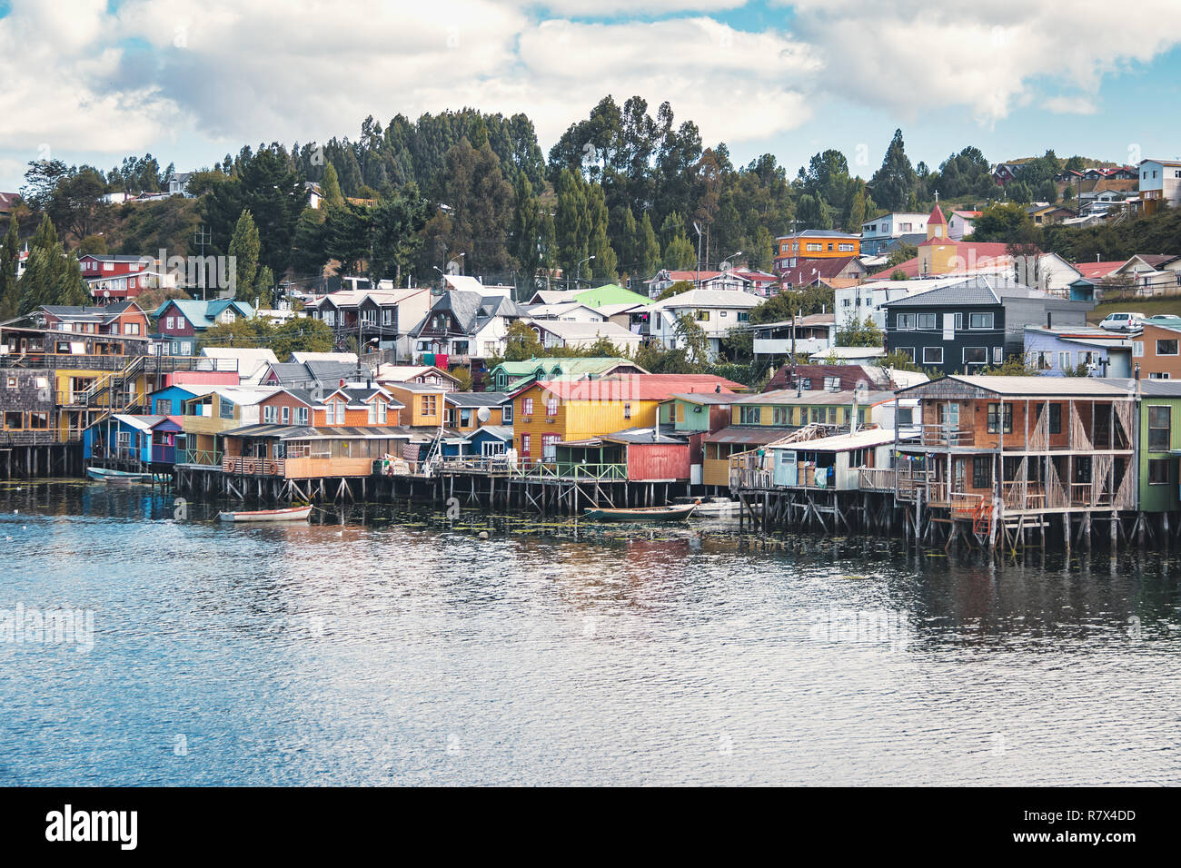 Gamboa Palafitos Pfahlbauten - Castro, Chiloé Insel, Chile Stockfoto