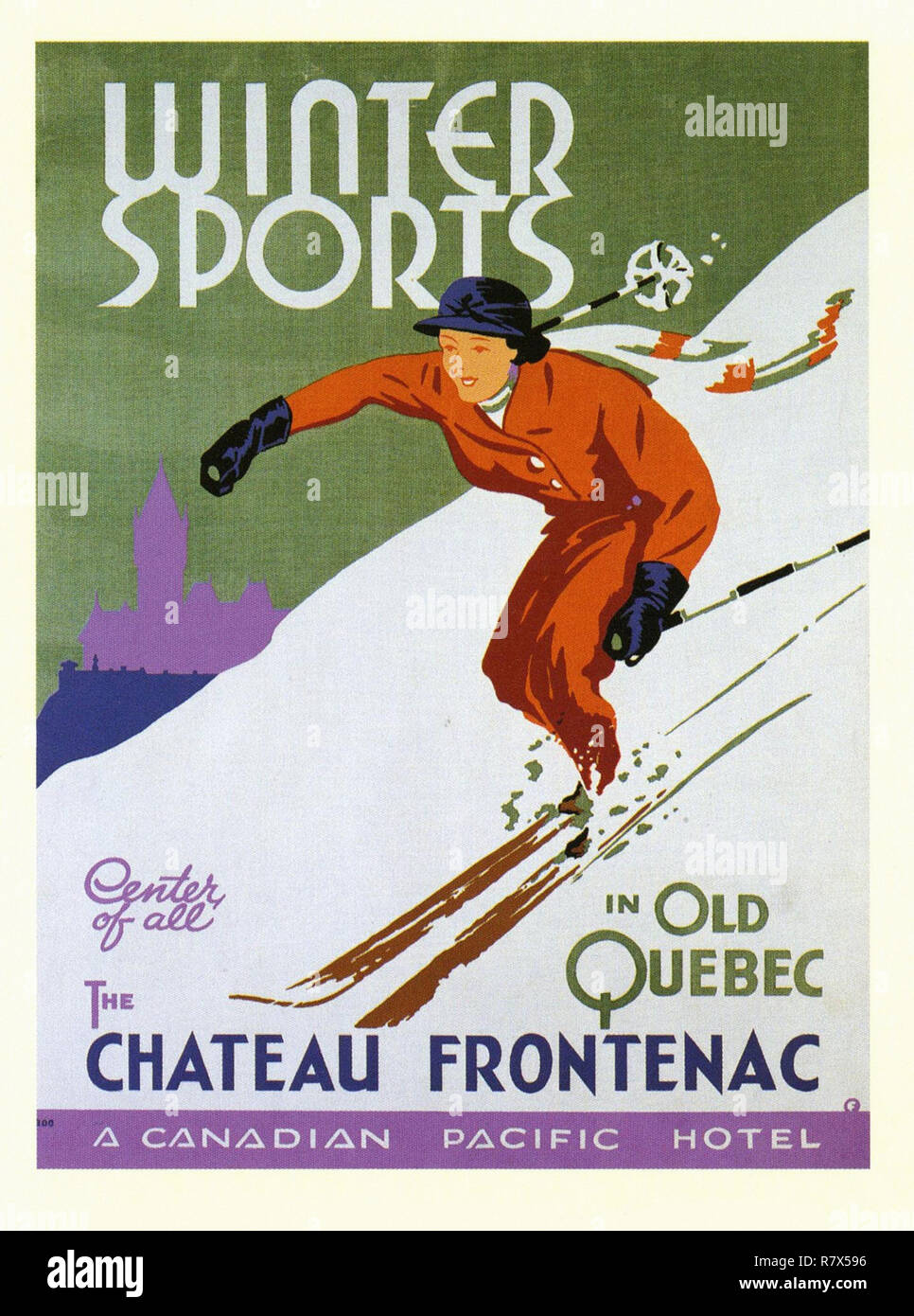 Canadian Pacific Chateau Frontenac in Quebec - Vintage Travel Poster Stockfoto