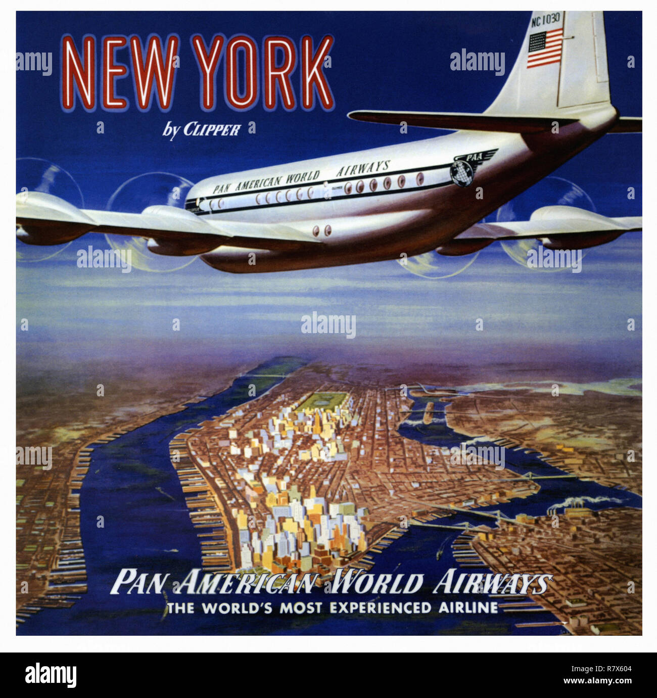 New York reisen - Pan American Vintage Poster Stockfoto