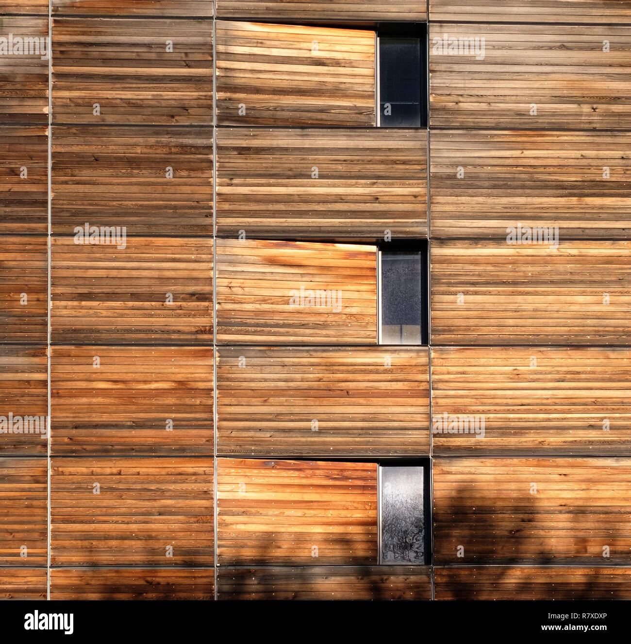 Gebäude mit Verwitterten hölzernen Fassade. Verwittertes Holz. Holzfassade. Gebäude aus Holz Stockfoto