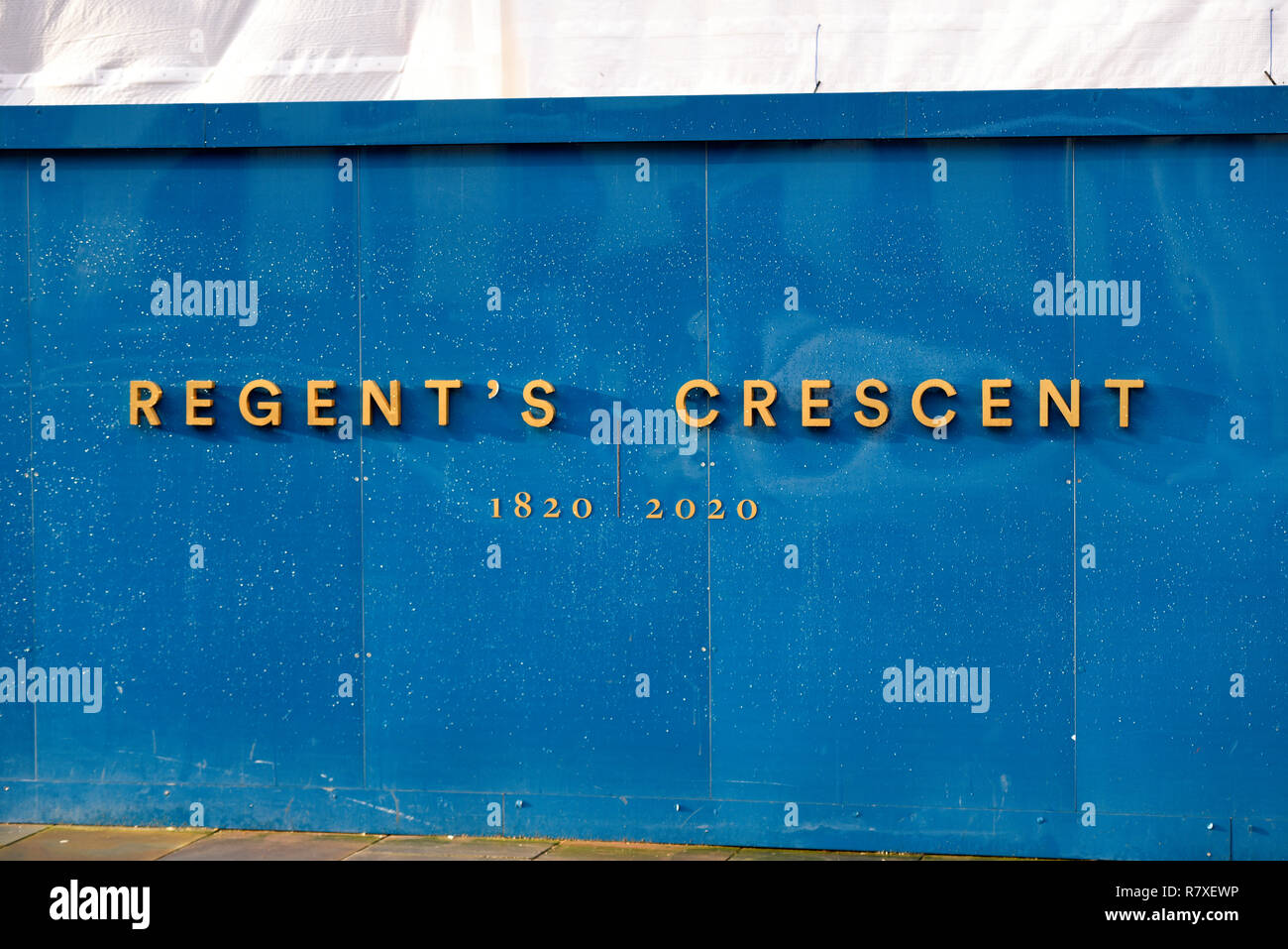 Regent's Crescent Construction horten Board, London, UK. Entwicklung von Great Marlborough Fincas denkmalgeschützten Gebäude, entworfen von John Nash Stockfoto