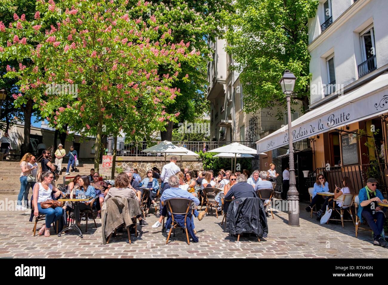 Frankreich, Paris, Montmartre, das Restaurant Le Relais De La Butte Stockfoto