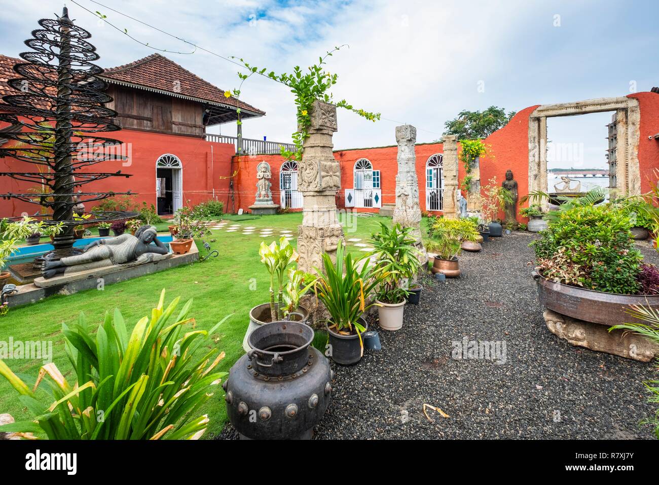 Inde, Bundesstaat Kerala, Kochi (Cochin), Mattancherry Bezirk, Ginger House Museum Boutique Hotel Stockfoto