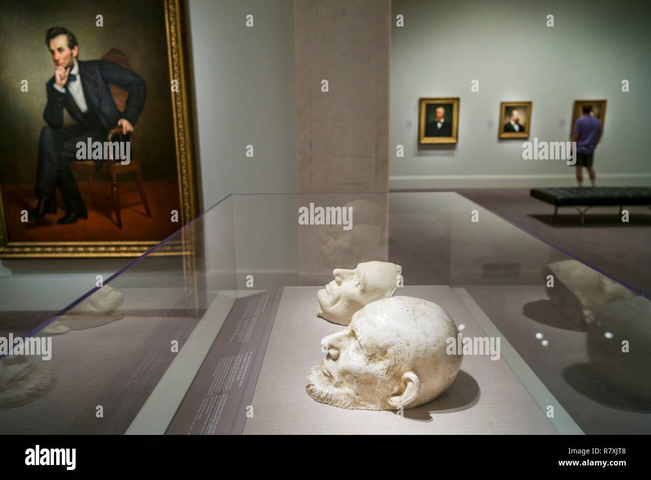 United States, District of Columbia, Washington, Reynolds Mitte für amerikanische Kunst, National Portrait Gallery, leben Maske von Präsident Abraham Lincoln Stockfoto