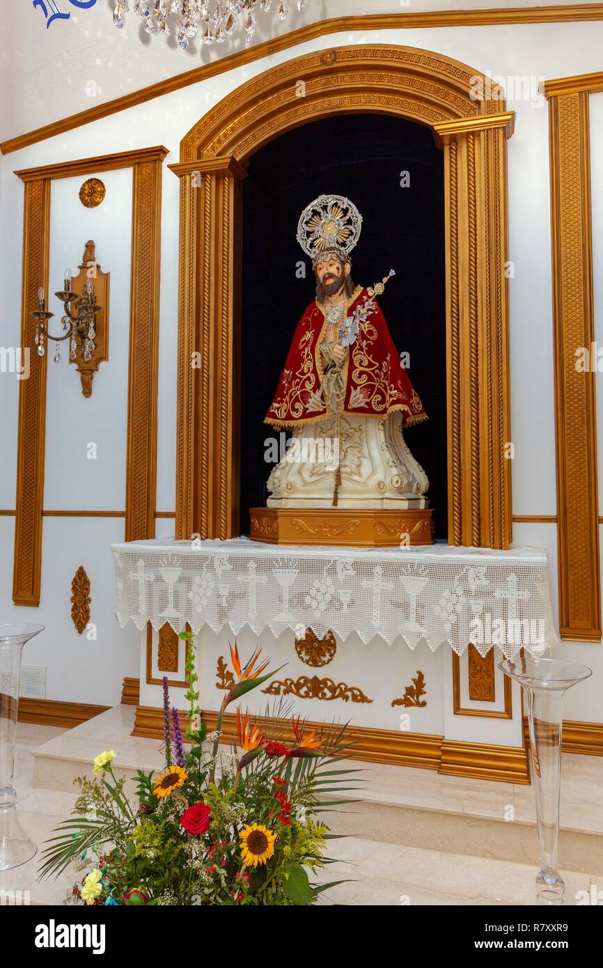 Kanada, in der Provinz Quebec, Montreal, religiöse Erbe, Kirche oder Santa Cruz Mission der portugiesischen Gemeinschaft von Montreal, der Kult der Santo Cristo, Statue Stockfoto