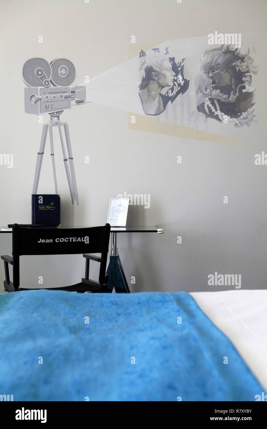 Frankreich, Alpes Maritimes, Villefranche-sur-Mer, das Welcome Hotel, Home Hafen von Cocteau, schrieb er Oedipus Rex für Strawinsky, der orphée Stück und die Gedichte von Opera Stockfoto