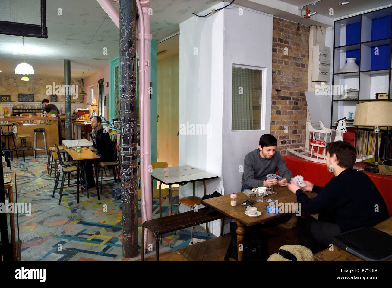 Frankreich, Paris, das Cafe Curieux, alternative Cafe rue Scipion Stockfoto