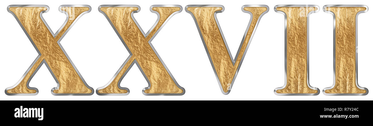 Römische Zahl XXVII, Septem et Viginti, 27, 27, isoliert auf weißem  Hintergrund, 3d Render Stockfotografie - Alamy