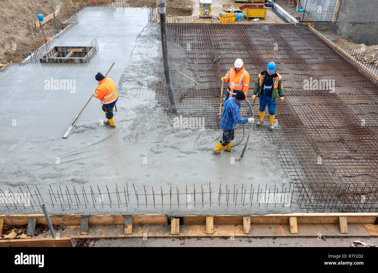 Grundlage für ein neu erbautes Haus im Bau Stockfoto