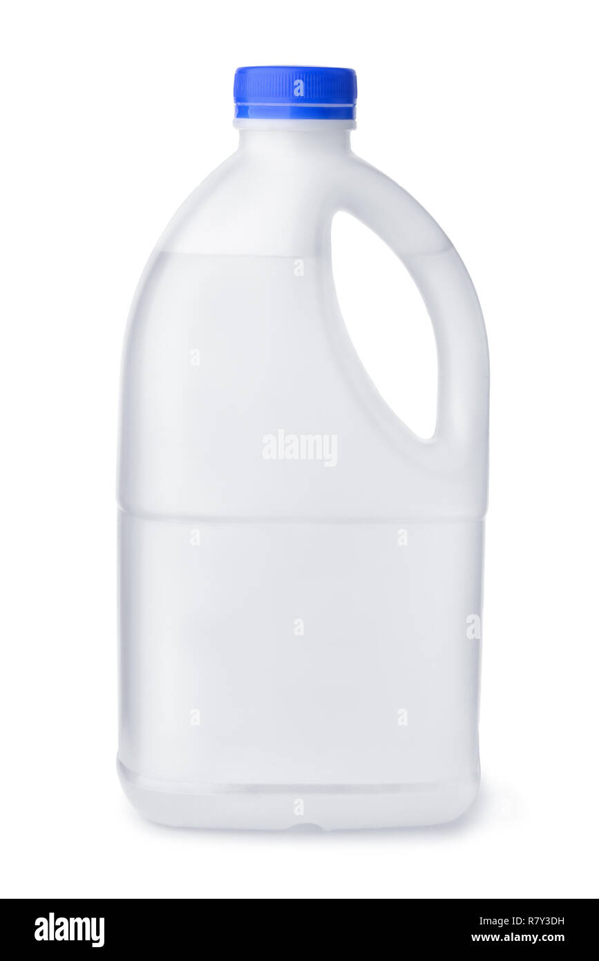 Seitenansicht aus Kunststoff Trinkflasche isoliert auf weißem Stockfoto