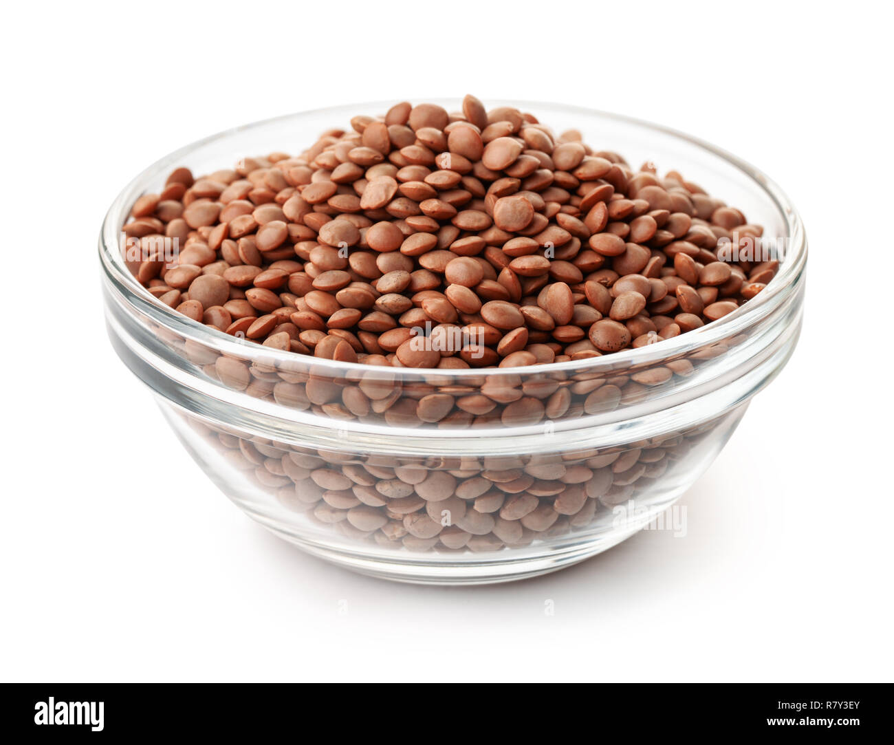 Glas Bogen der trockene Linsen isoliert auf weißem Stockfoto