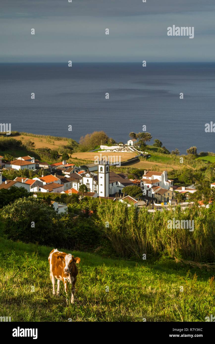 Portugal, Azoren, Sao Miguel Island, Santo Antonio, erhöhten Blick auf die Stadt. Stockfoto