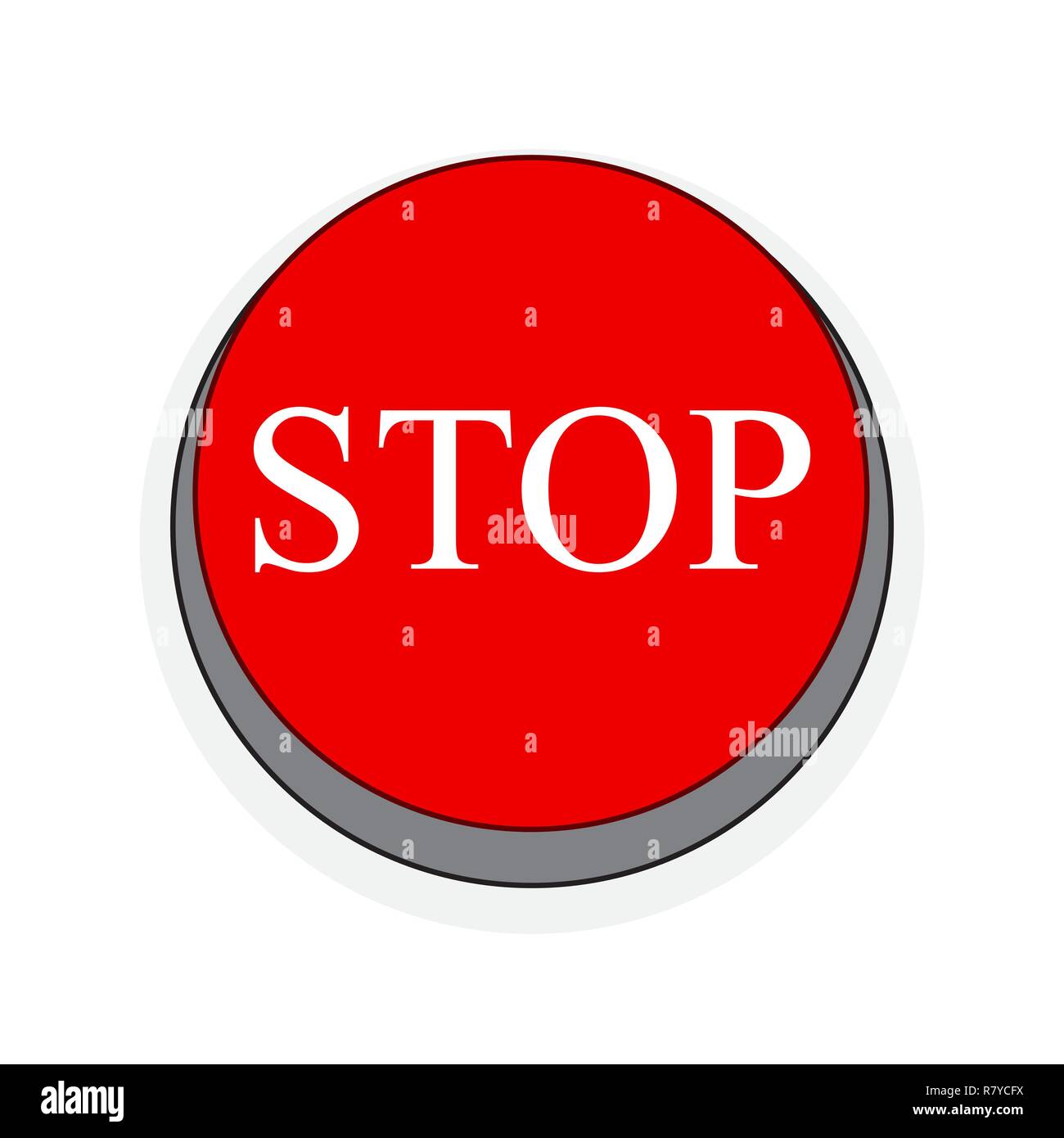 Stop-Taste im flachen Stil. Vector Illustration. Rote Taste Stopp isoliert Stock Vektor
