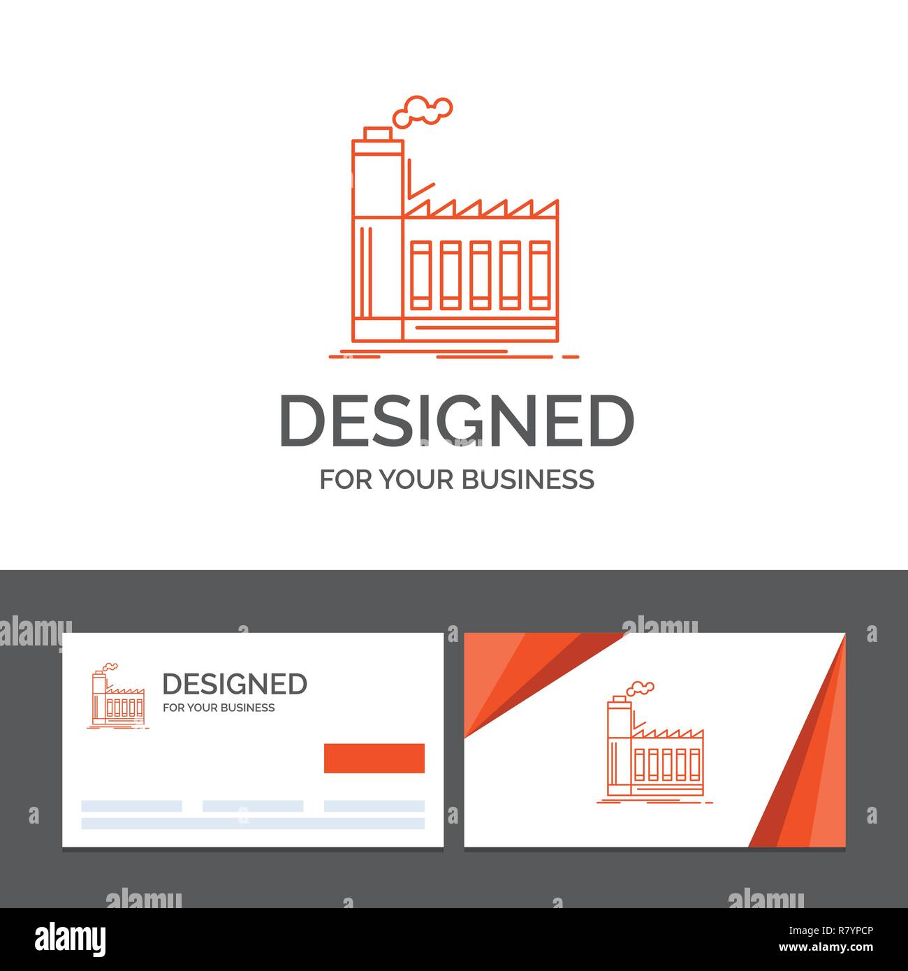 Business Logo Vorlage für die Fabrik-, Industrie, Industrie, Fertigung und Produktion. Orange Visitenkarten mit Logo Vorlage Stock Vektor
