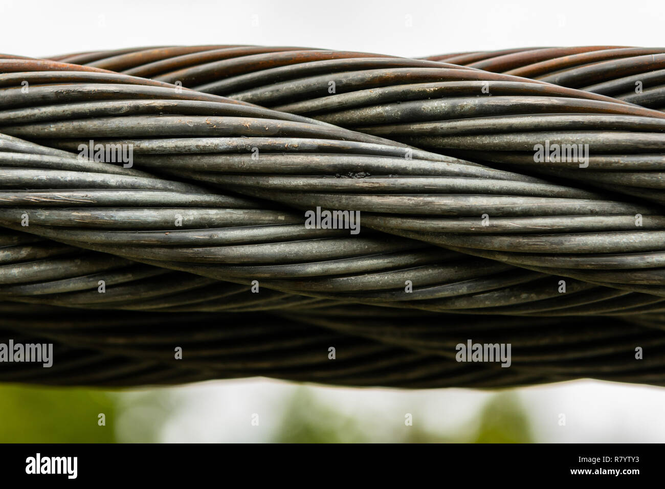 Dick geflochtenes Kabel auf Suspension Bridge Stockfoto