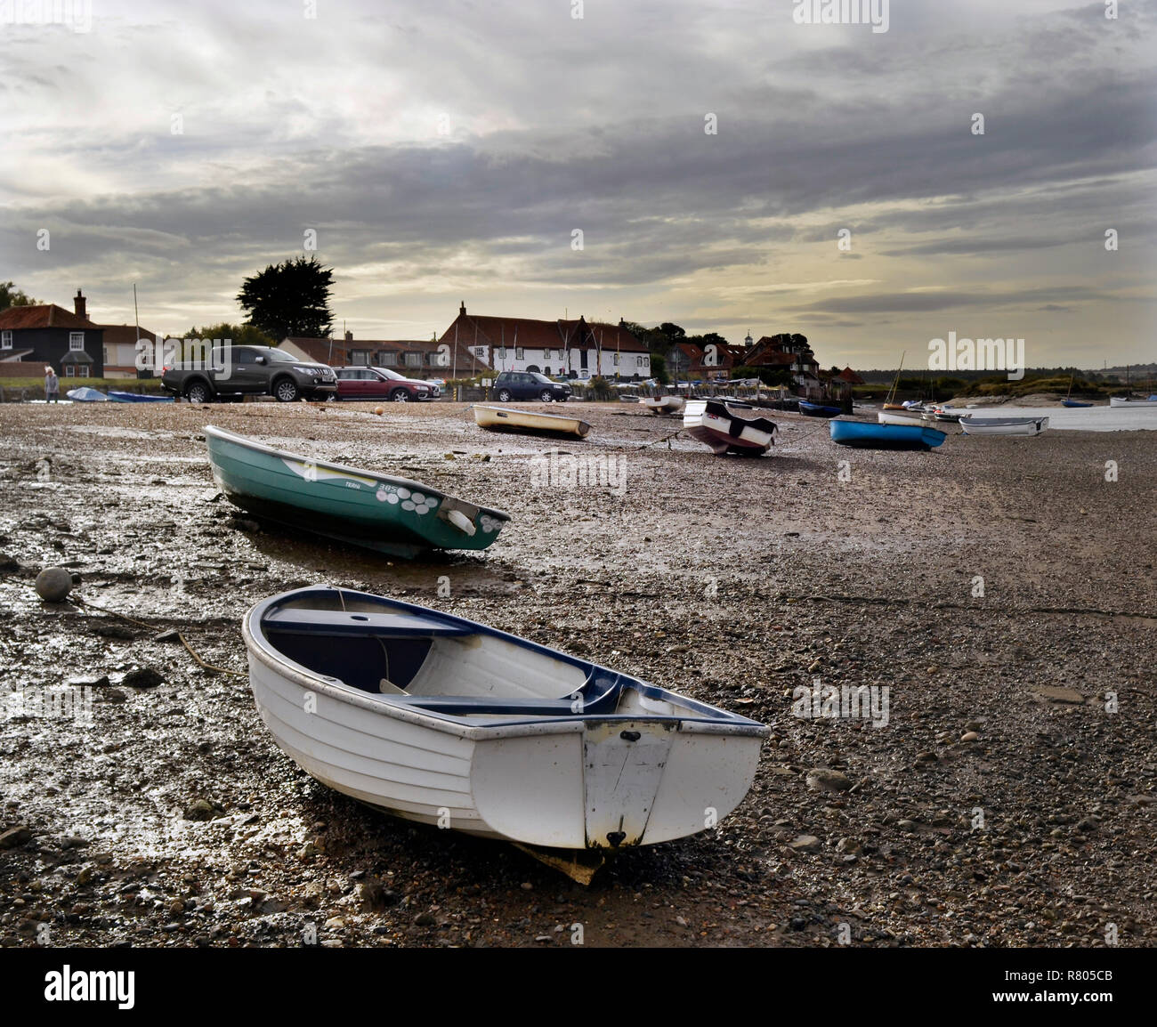 Ebbe in Burnham Eierstock Staithe North Norfolk England Stockfoto