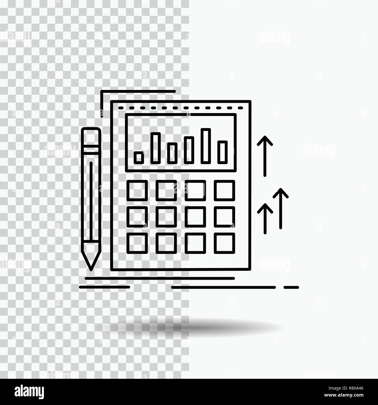 Der Rechnungsführung, der Rechnungsprüfung, Banking, Berechnung, Rechner Symbol Leitung auf transparentem Hintergrund. Schwarzes Symbol Vektor Illustration Stock Vektor
