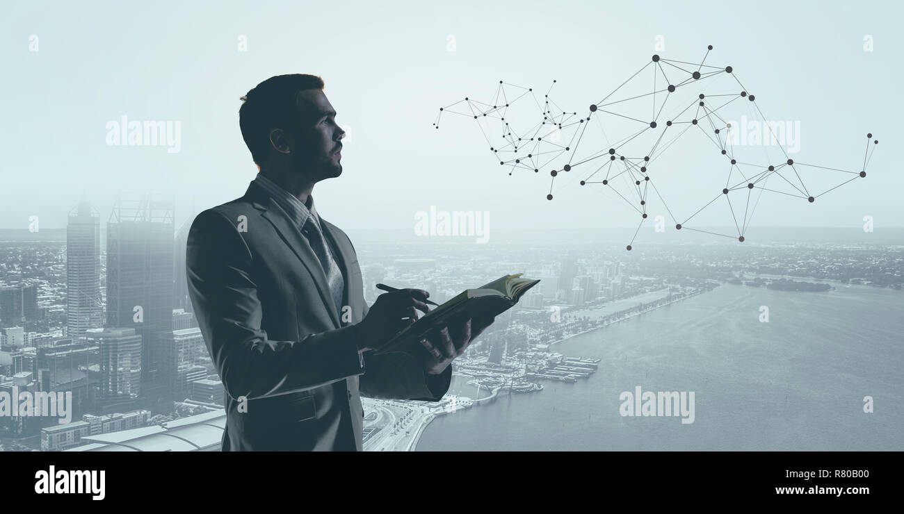 Moderne Technologien für Unternehmen. Mixed Media Stockfoto