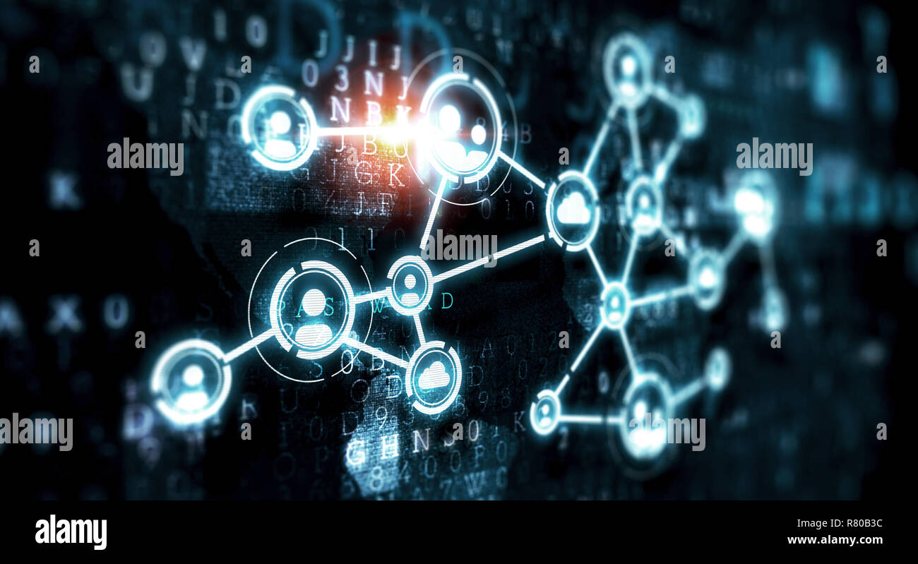 Soziale Kommunikation und Vernetzung. Mixed Media Stockfoto