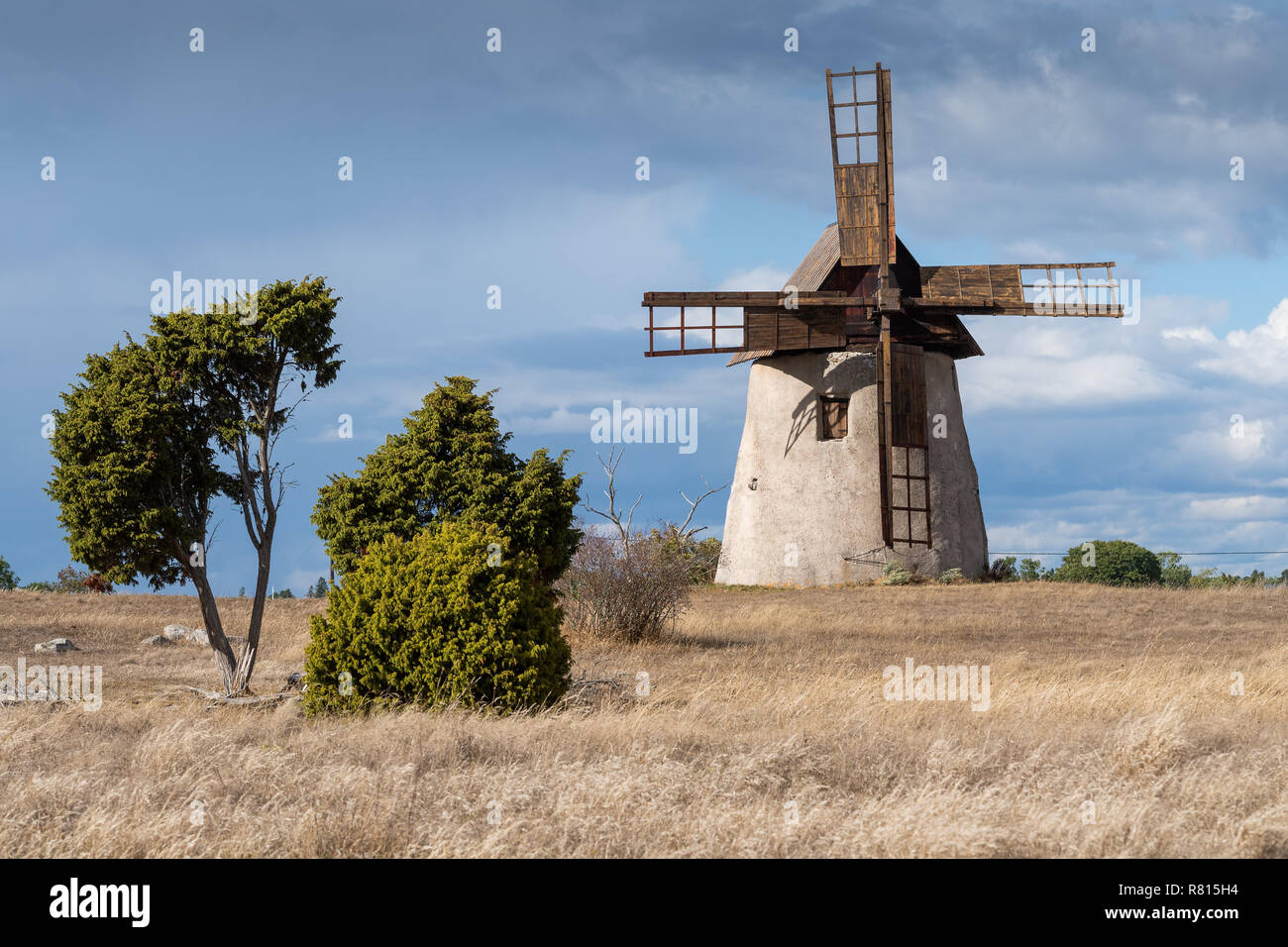 Windmühle in der Nähe von Ardre, Insel Gotland, Schweden Stockfoto