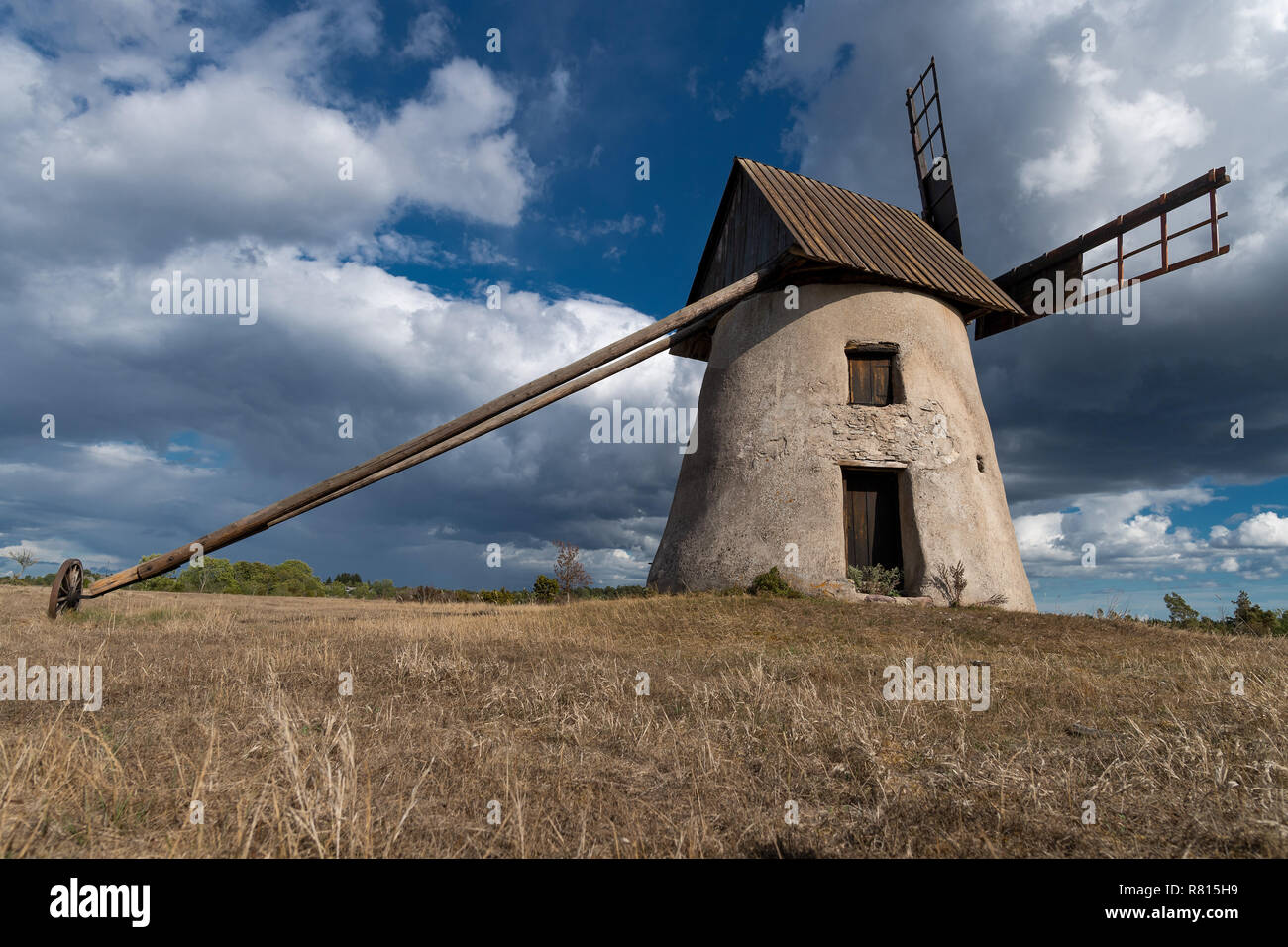 Windmühle in der Nähe von Ardre, Insel Gotland, Schweden Stockfoto