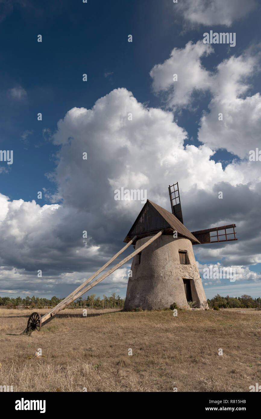 Windmühle in der Nähe von Ardre, Insel Gotland, Schweden Stockfoto