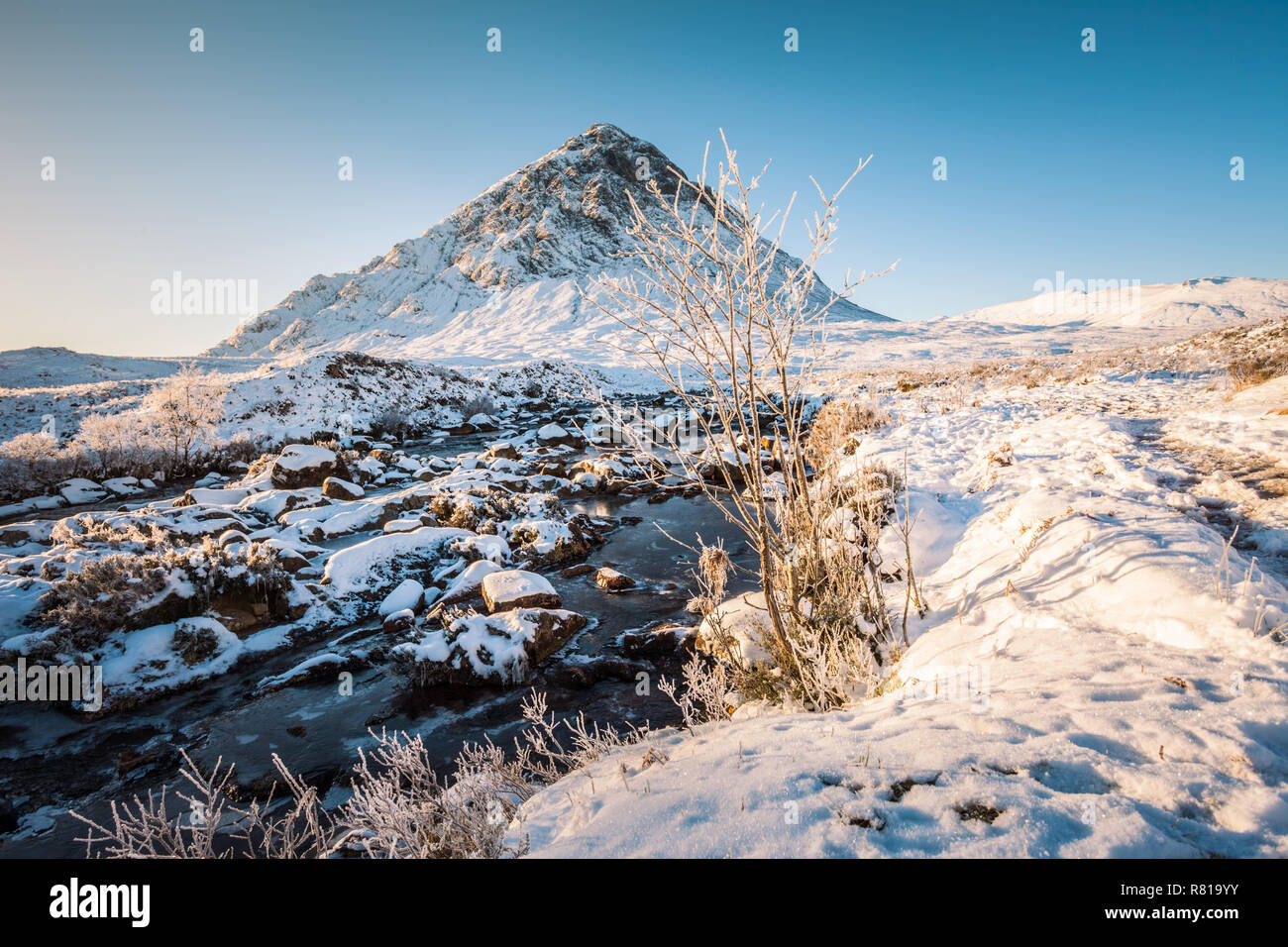Buachaille Etive Mor, Glencoe, Schottland, UK im Winter 2018 Stockfoto
