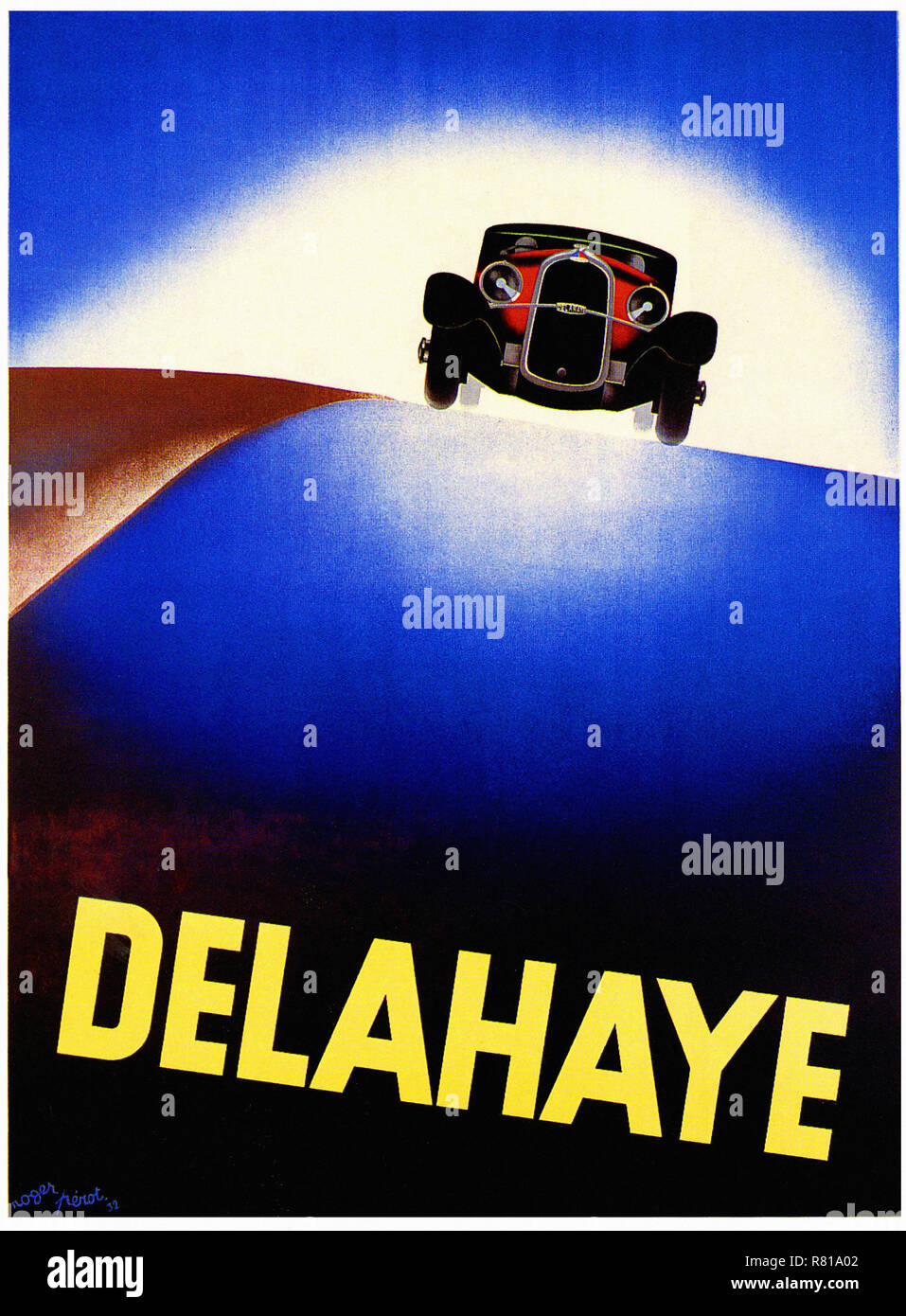 Französische Eleganz Delahaye - der Oldtimer Werbung Poster Stockfoto