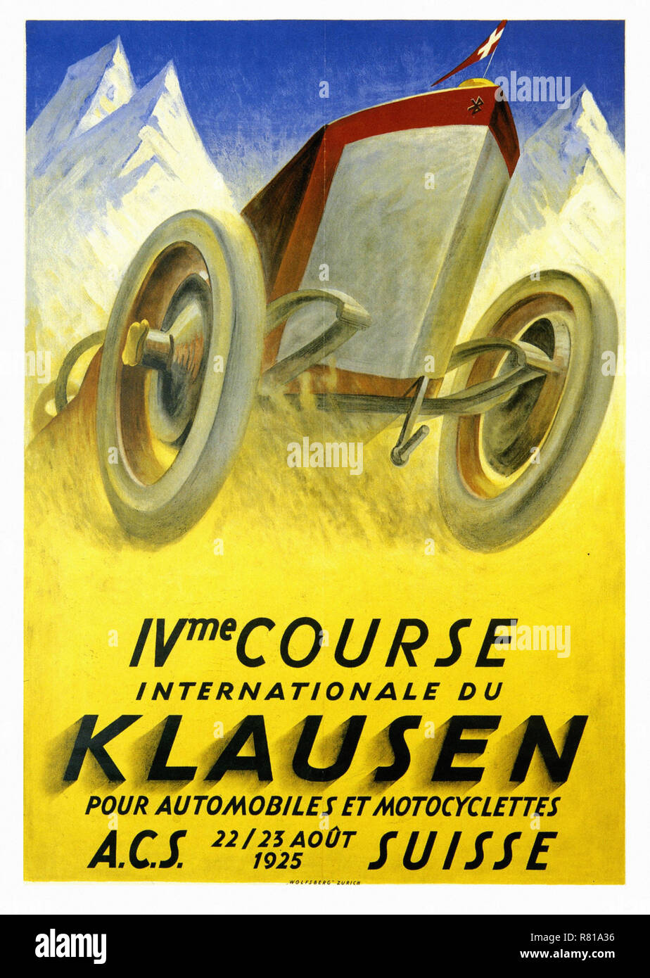 Der 4. internationalen Straßenrennen in Klausen 1938 Guiseppe Riccobaldi - der Oldtimer Werbung Poster Stockfoto