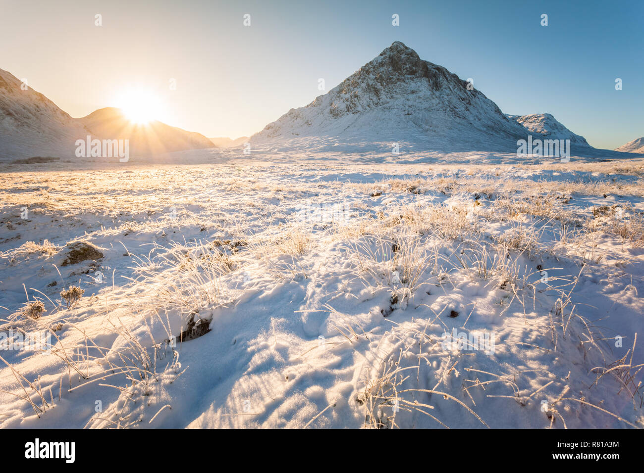 Buachaille Etive Mor, Glencoe, Schottland, UK im Winter 2018 Stockfoto