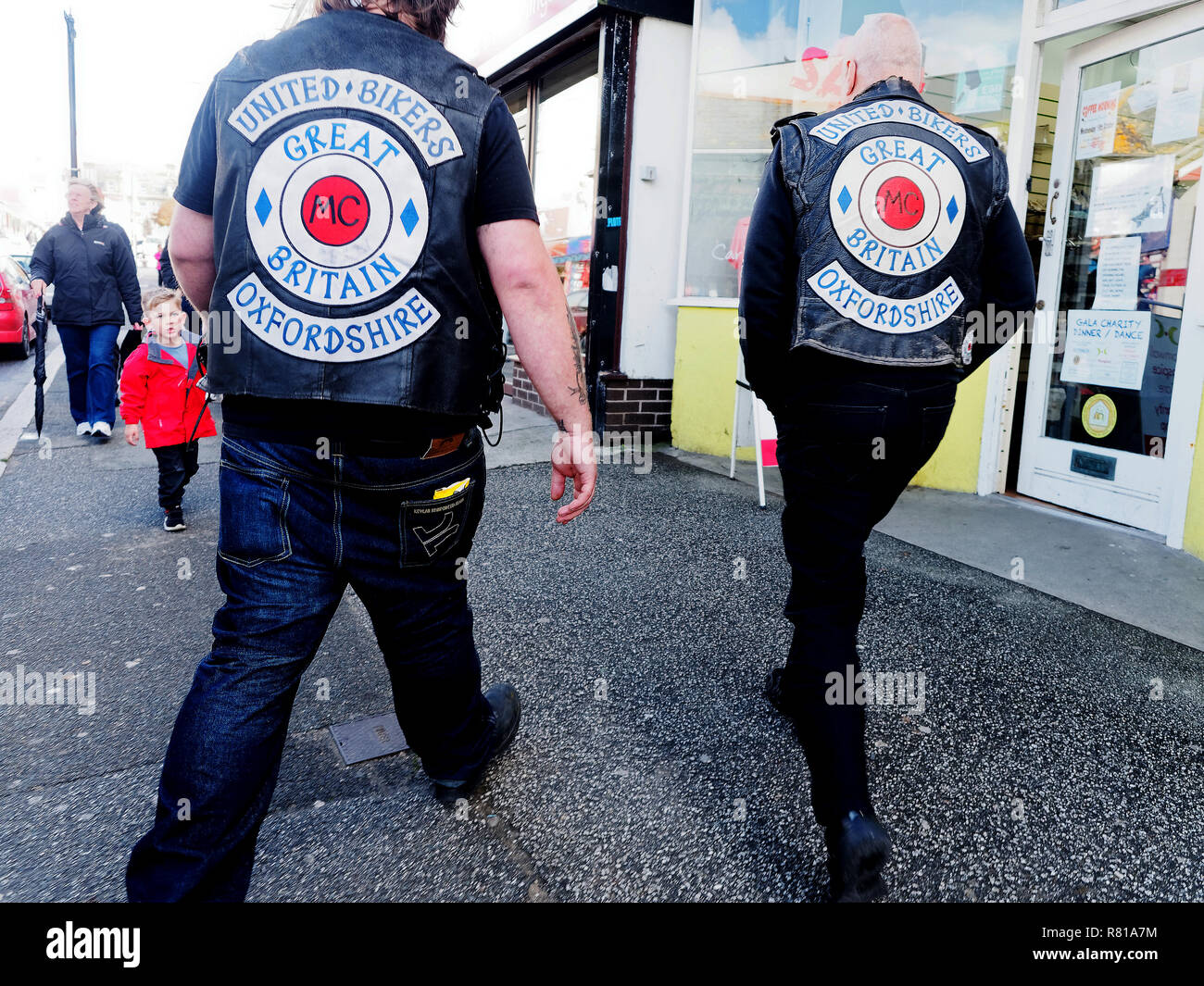 United Biker Motorcycle Club auf Tour in Cornwall, Großbritannien Stockfoto