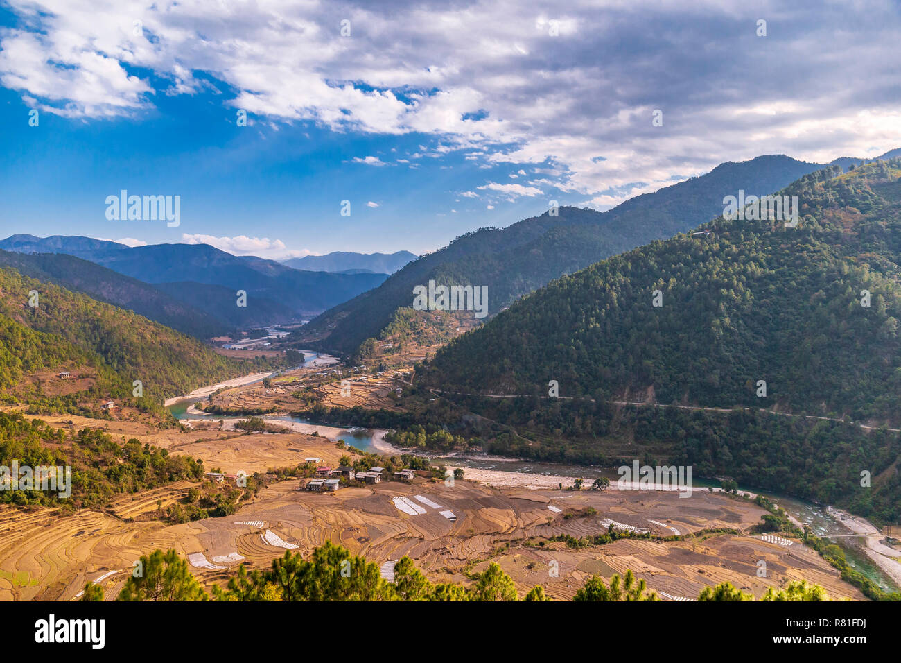 In der Nähe von punakha Tal in Bhutan Stockfoto