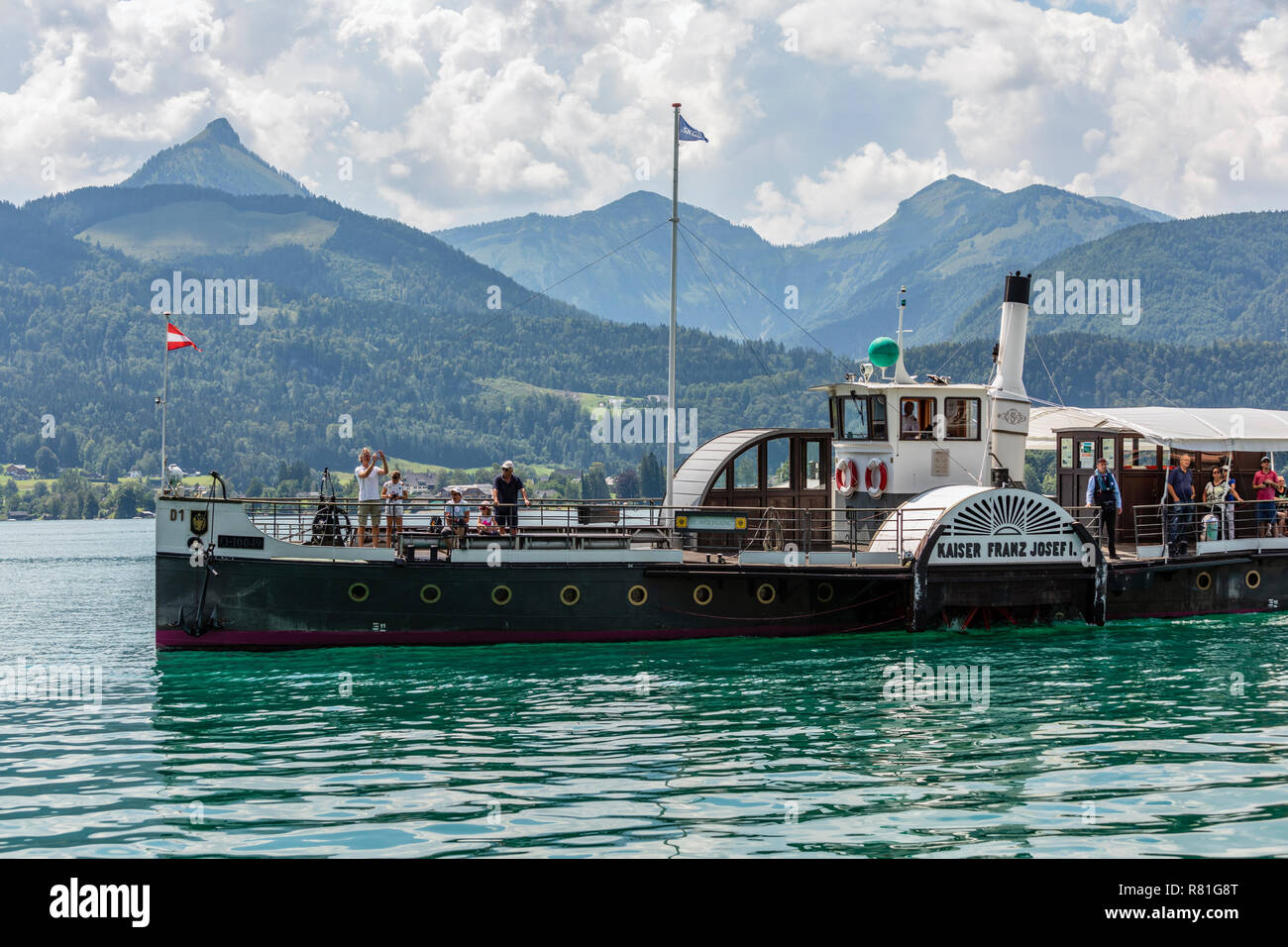 Der Raddampfer Kaiser Franz Josef I am Wolfgangsee, Österreich Stockfoto