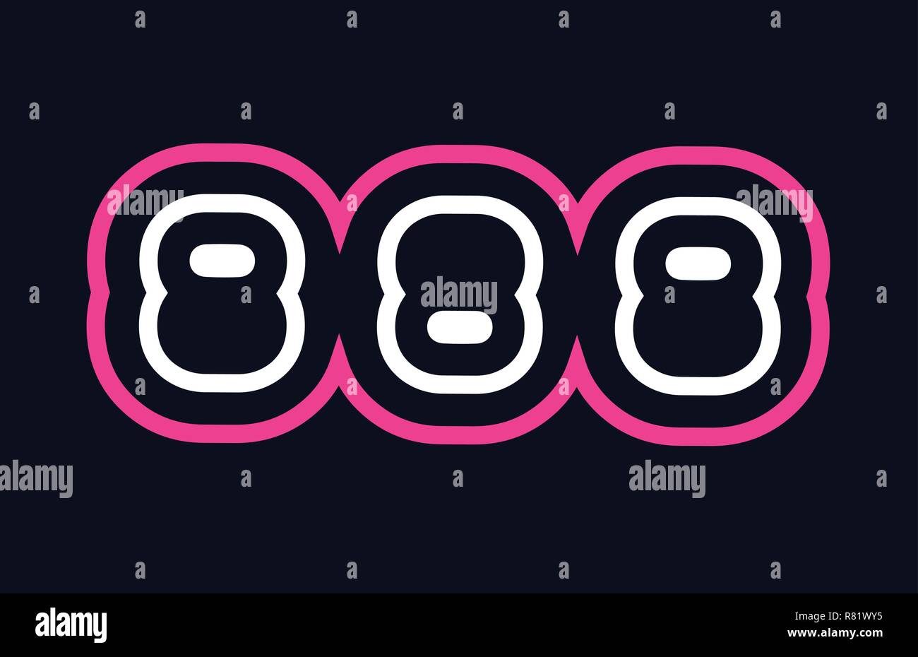 Rosa Weiß blaue Nummer 888 Logo Design geeignet für ein Unternehmen oder ein Geschäft Stock Vektor