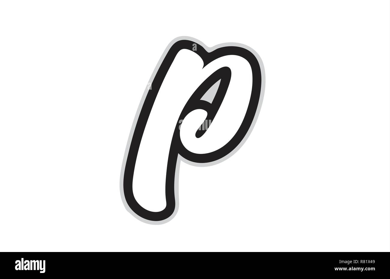 Design von schwarzen und weißen Buchstaben p, das als Logo taugt, für ein Unternehmen oder ein Geschäft Stock Vektor