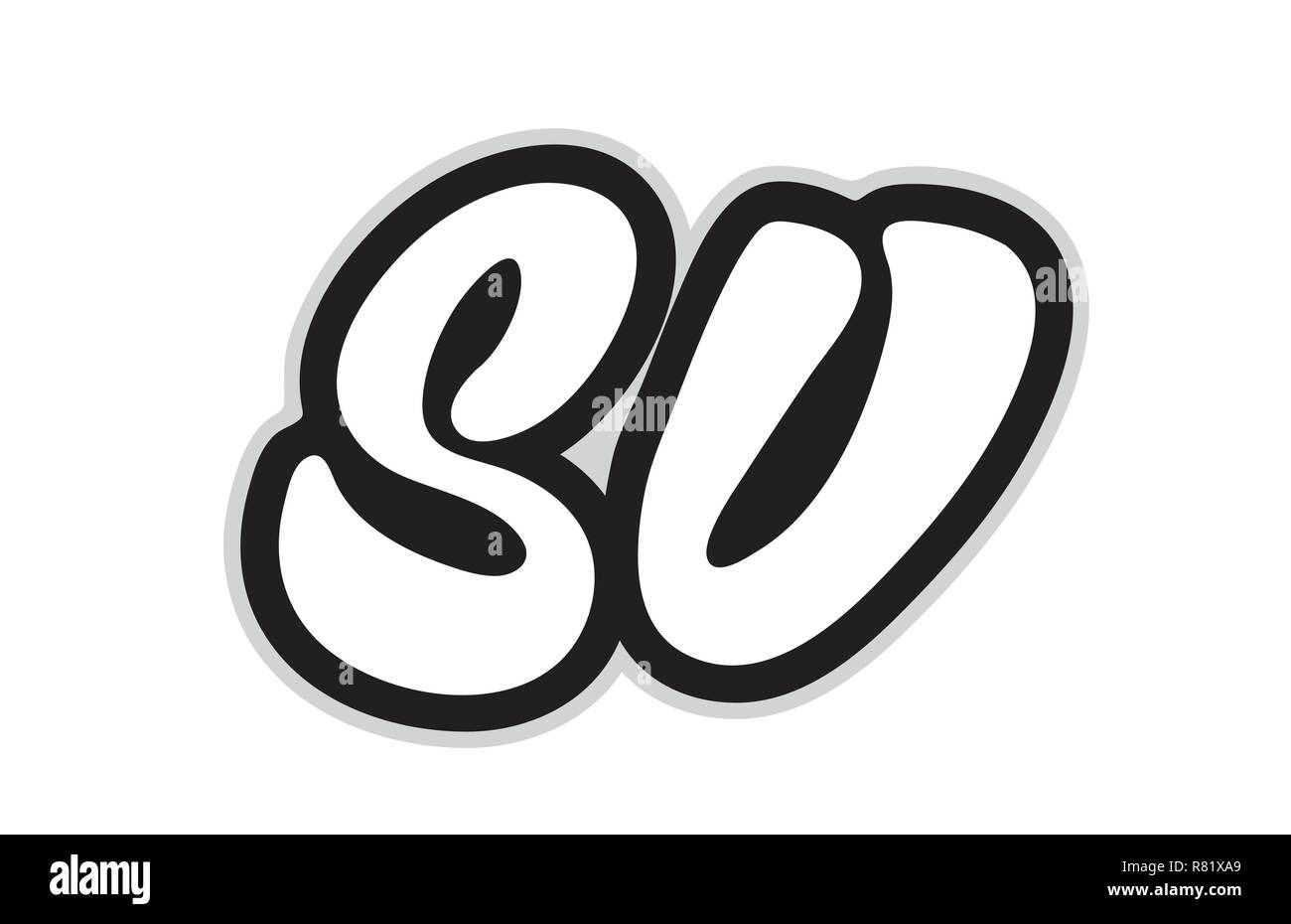 Design von schwarzen und weißen Buchstaben Kombination sv s v, das als Logo taugt, für ein Unternehmen oder ein Geschäft Stock Vektor