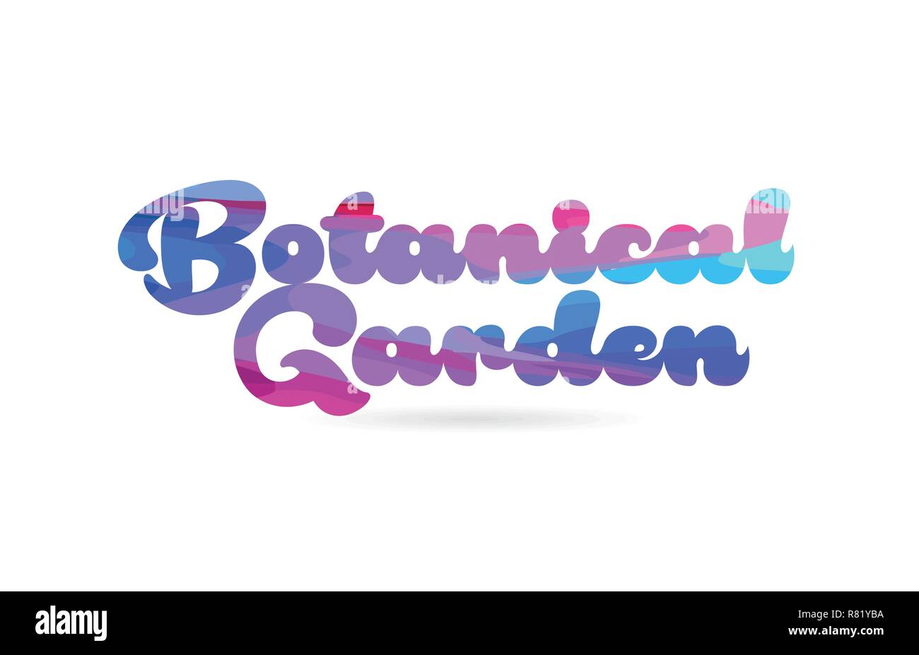 Botanischer Garten Wort mit rosa blau Farbe geeignet für Card Symbol oder Typografie Logo Design Stock Vektor