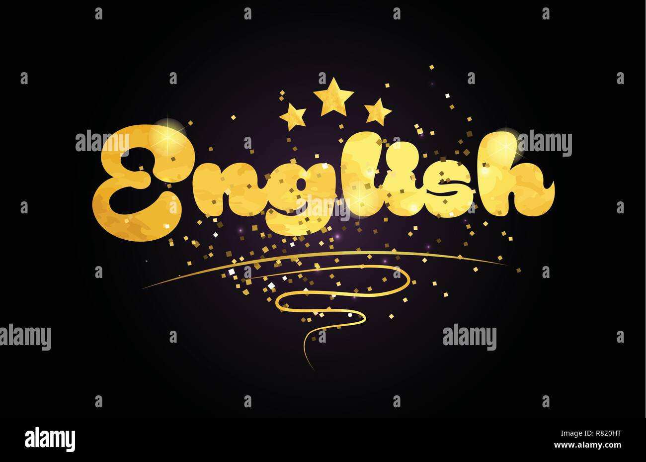 Englische Wort mit Stern und goldene Farbe geeignet für Card Symbol oder Typografie Logo Design Stock Vektor