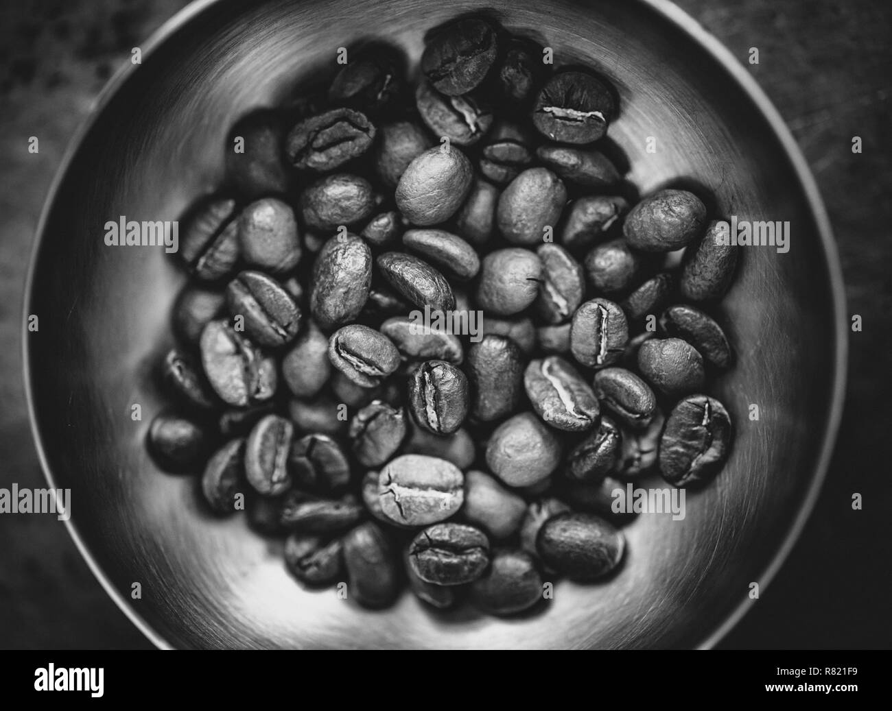 Geröstete Kaffeebohnen für espresso Stockfoto