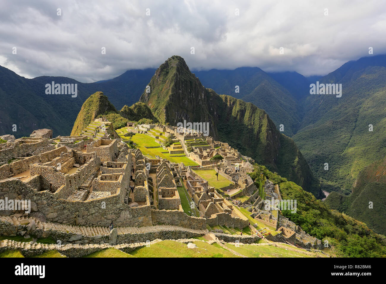 Inka-Zitadelle Machu Picchu in Peru. Im Jahr 2007 wurde Machu Picchu von der neuen sieben Weltwunder gewählt. Stockfoto