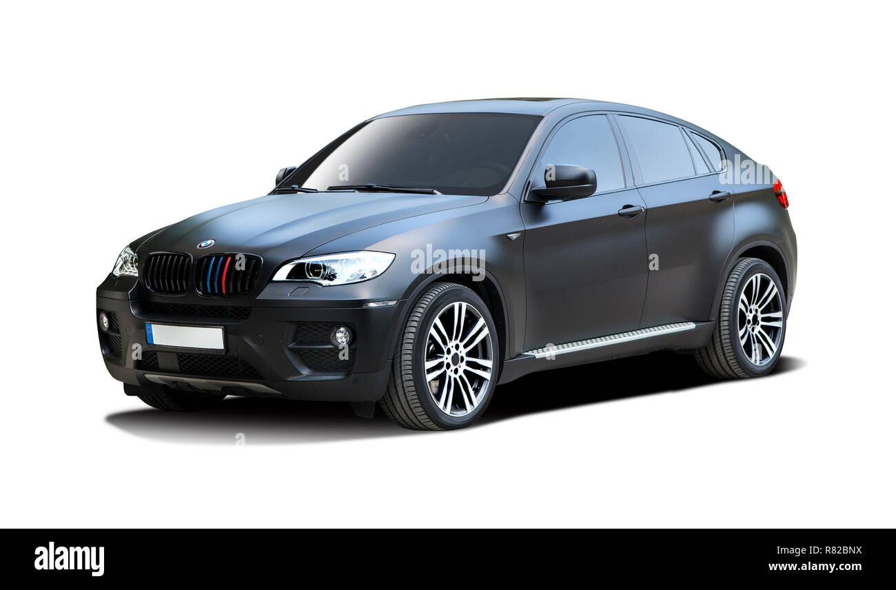 Premium Deutschen SUV Auto Seitenansicht isoliert auf weißem Stockfoto