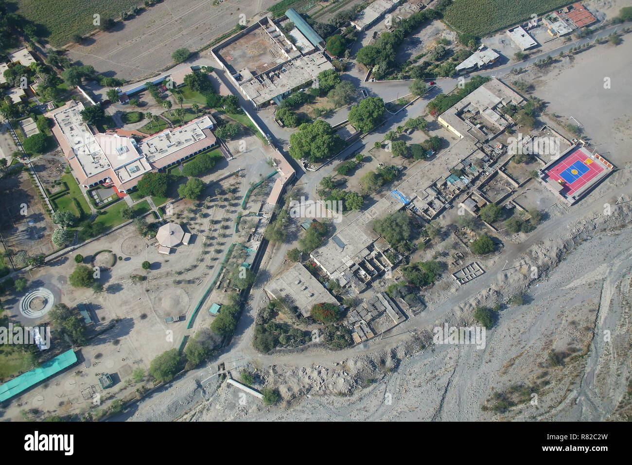 Luftaufnahme der Stadt Nazca in Peru. Es ist die größte Stadt in der Provinz Nazca. Stockfoto