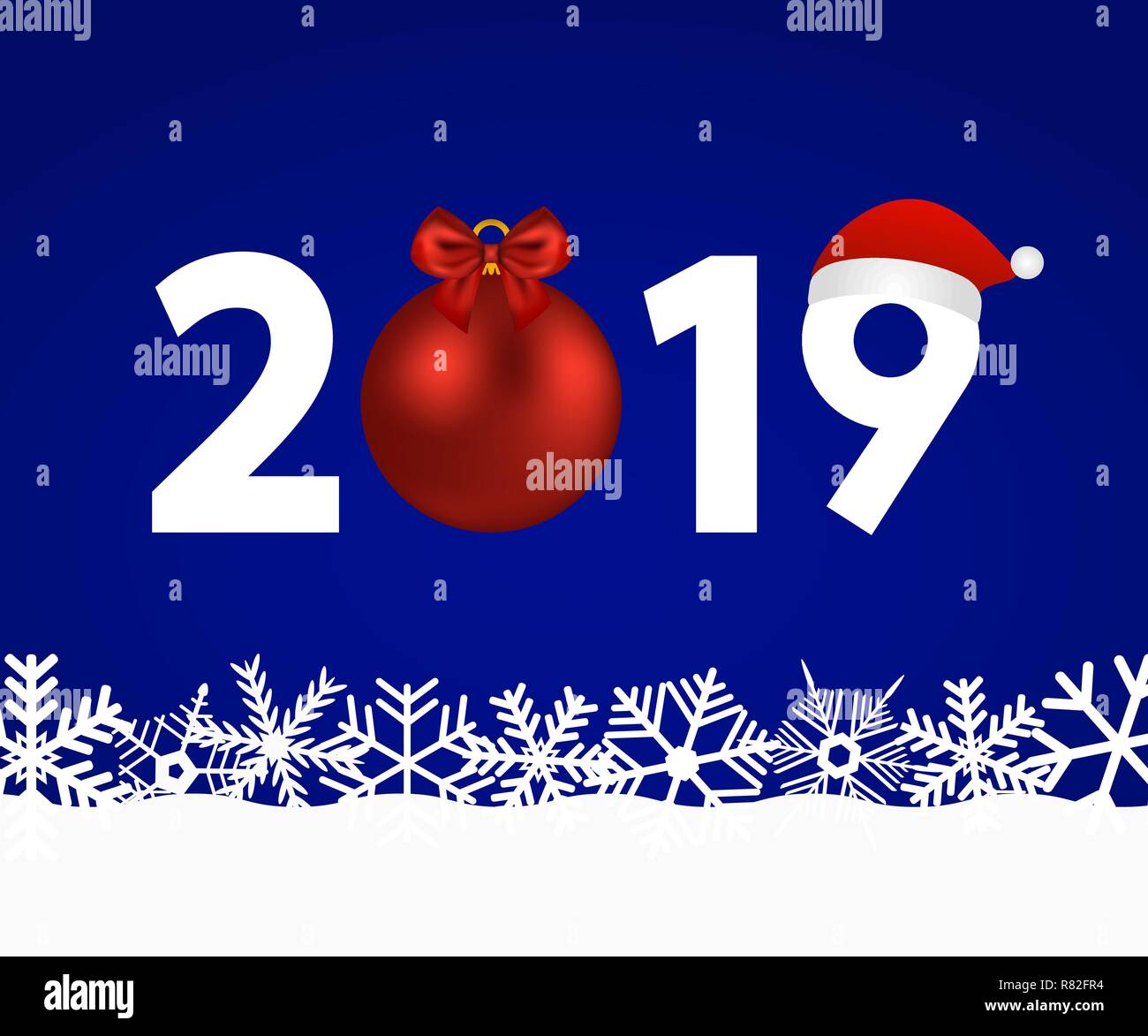 Neues Jahr 2019 auf einem blauen Hintergrund Stock Vektor