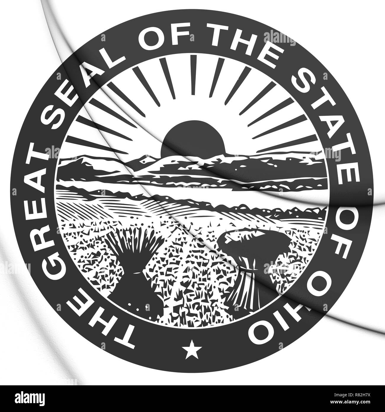 3D-Siegel des Staates Ohio, USA. 3D-Darstellung. Stockfoto