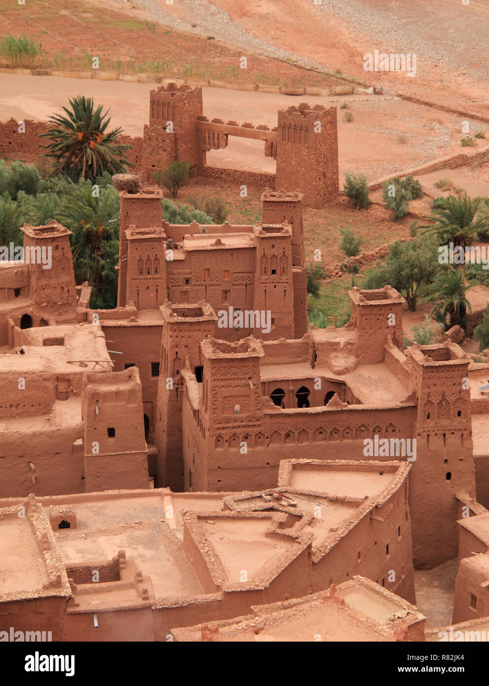 Marokko Ouarzazate - Dächer von Ait Ben Haddou mittelalterliche Kasbah in Adobe gebaut - UNESCO-Weltkulturerbe. Stockfoto