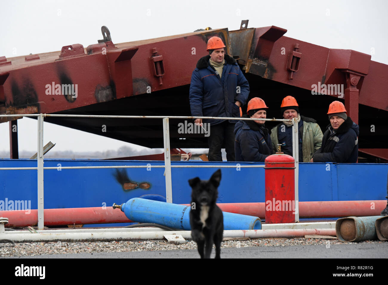 Schiffbau an der Russischen Werft "Lotos" in Astrachan, Russland. Stockfoto