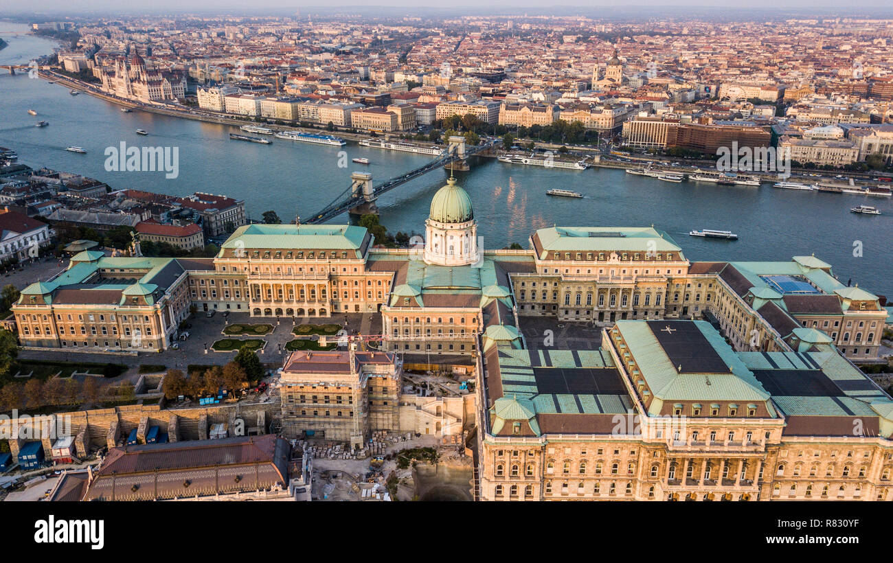 Die Budaer Burg oder Budavari Palota, Stadtbild, Budapest, Ungarn Stockfoto