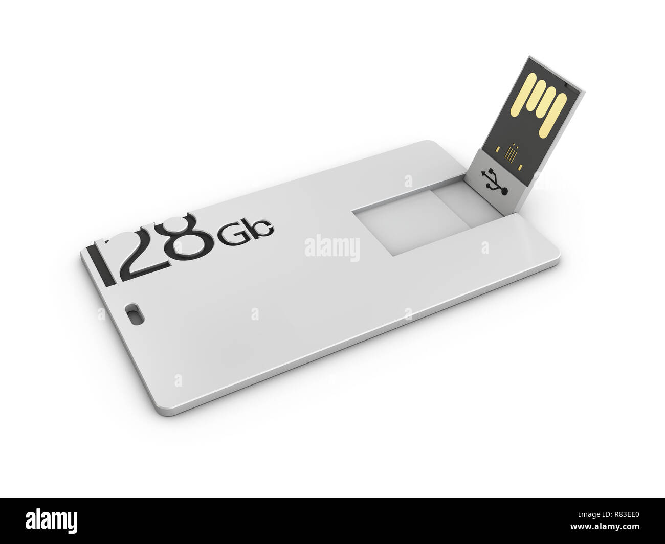 Leere weiße Kunststoff usb-Mockup, 3D-Darstellung. Besuchen flash drive namecard Mock up Stockfoto