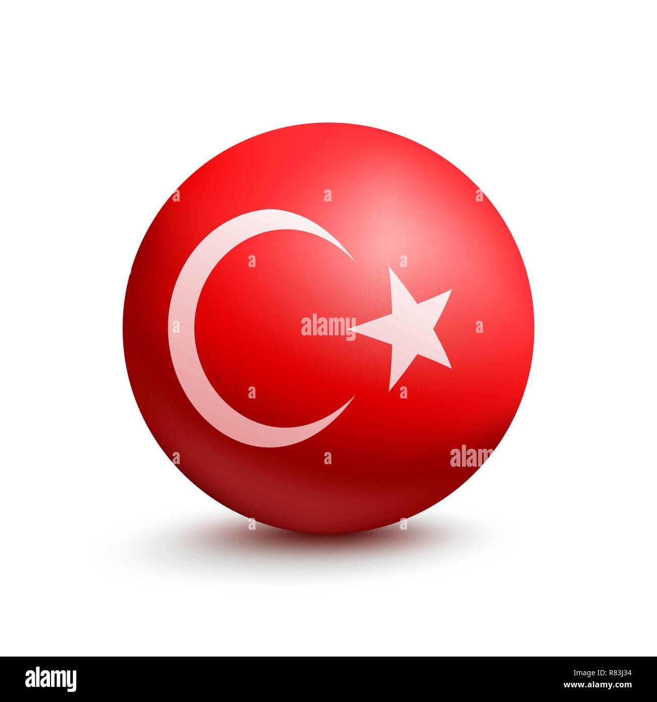 Flagge der Türkei in der Form einer Kugel Stock Vektor