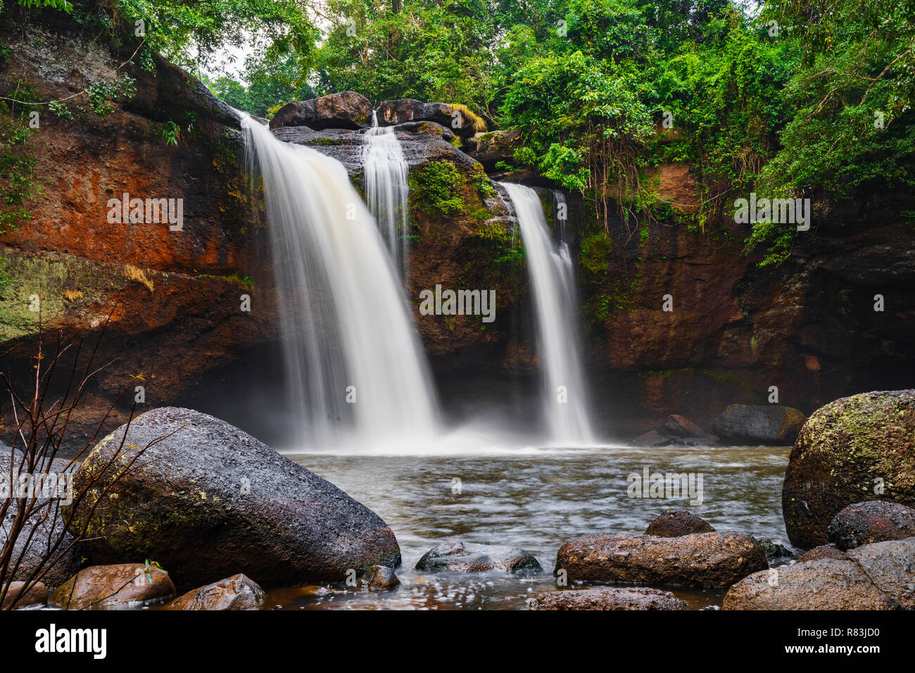 Haew Suwat Wasserfall im Nationalpark Khao Yai, Thailand Stockfoto